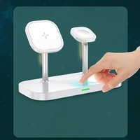Idées de nouveaux produits 2024 Chargeur sans fil magnétique 3 en 1 Lampe Puissance de sortie 10W Support pour montre Écouteurs Téléphones mobiles Microphone