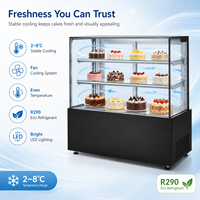 Vitrine Réfrigérée pour Gâteaux avec Verre Anti-buée, Éclairage LED et Contrôle Numérique pour Boulangeries, Cafés, Pâtisseries et Boutiques de Desserts