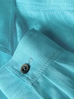 Ensemble en lin bleu ciel 2 pièces, lin de qualité supérieure personnalisé, haut et pantalon en lin uni à manches longues pour femmes, ensemble 2 pièces pour femmes