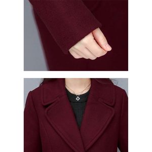 Abrigo de lana de mezcla para mujer, corte ajustado, abotonadura sencilla, largo medio, elegante, cálido para otoño, manga larga, tejido. - Product Image 5