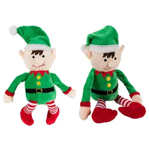 圣诞毛绒玩具软驼鹿圣诞精灵圣老树装饰