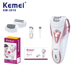 Kemei Km-3010 <span class=keywords><strong>Depiladora</strong></span> Eléctrica para Mujer 6000 RPM, Lima de Pies 3 en 1, Batería 450mAh, Carga USB, Caja de Regalo de Lujo, Venta al por Mayor - Product Image 1