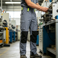 Pantalons cargo sur mesure pour hommes avec genoux contrastés et poches multi-rangements, en polyester et coton