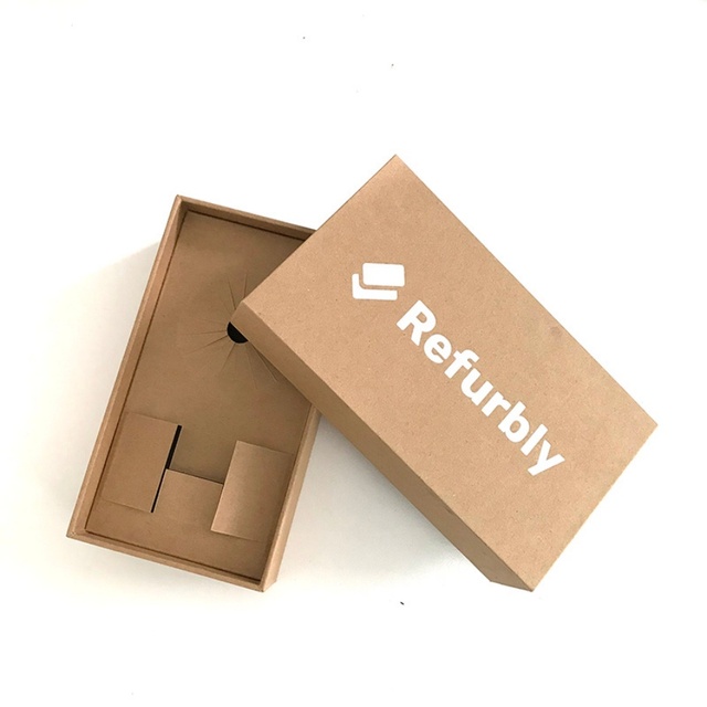 Customized Eco-friendly Kraft Paper Mobile Cellphone Packaging Box for Refurbished iphone
