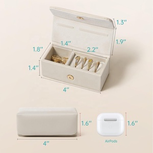 Estuche de Viaje para Joyas de Cuero PU Blanco Crema Personalizado, Cierre Magnético, Organizador Antienredos para Anillos, Aretes y Collares - Product Image 2