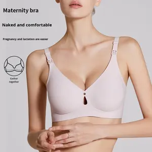 Soutien-gorge de maternité <span class=keywords><strong>grande</strong></span> <span class=keywords><strong>taille</strong></span> anti-affaissement fin sans armatures coupe ajustée en spandex/nylon pour l'été - Product Image 1