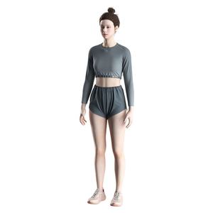 T-shirt sexy personnalisé pour femmes, haut court à manches longues pour la gym, chemises de sport pour filles - Product Image 5