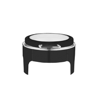 TaiDing Réchaud de buffet rectangulaire de luxe en acier inoxydable noir avec couvercle en verre, chauffage au gaz, capacité 9L, alimenté au combustible, pour la restauration