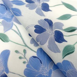 <span class=keywords><strong>Tissu</strong></span> imprimé en coton biologique tissé sur mesure, poids moyen 70 g/m², motif floral bleu, pour vêtements de bébé filles et garçons - Product Image 3