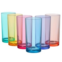 Gobelets en acrylique colorés hauts et courts tasse d'eau isolée en plastique polycarbonate verre d'eau en plastique