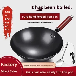 Wok en fer traditionnel poêle à gaz antiadhésive poêle domestique émail poêle à frire à l'<span class=keywords><strong>ancienne</strong></span> produit phare officiel - Product Image 2