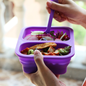 Contenitore di alimento Pieghevole Pieghevole <span class=keywords><strong>2</strong></span> Vano Bambini da Asporto Microonde Scatola di Pranzo Del Silicone - Product Image 6