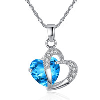 Bijoux transfrontaliers européens et américains mode amour coeur encart zircon collier personnalité féminine version coréenne simple loc