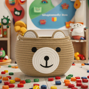 Cotton <b>Rope</b> Eco-Friendly Multifunction Cute Bear <b>Storage</b> <b>Basket</b> for Living Room Decoration and <b>Storage</b> - Product Image 3