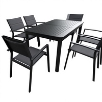 Ensemble de table et de chaises extensibles en aluminium moderne résistant aux intempéries pour jardin, salon et salle à manger