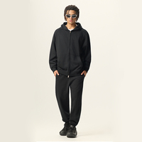 Ensemble de survêtements en molleton bouclette surdimensionné avec logo personnalisé, style streetwear, à fermeture éclair, pour homme, deux pièces, poids lourd, OEM