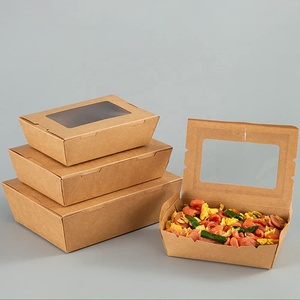 Envío <span class=keywords><strong>Gratis</strong></span>, en Stock, Cajas de Papel Kraft para Comida para Llevar, Impresión Personalizada, Cajas Desechables para Almuerzo, Bento, Sushi, Ensaladas, con Ventana - Product Image 5