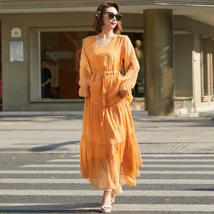 2021 de alta calidad mujer Hippie Color caramelo Chiffon bohemia de dama de honor vestido damas pista libres Boho maxi vestidos