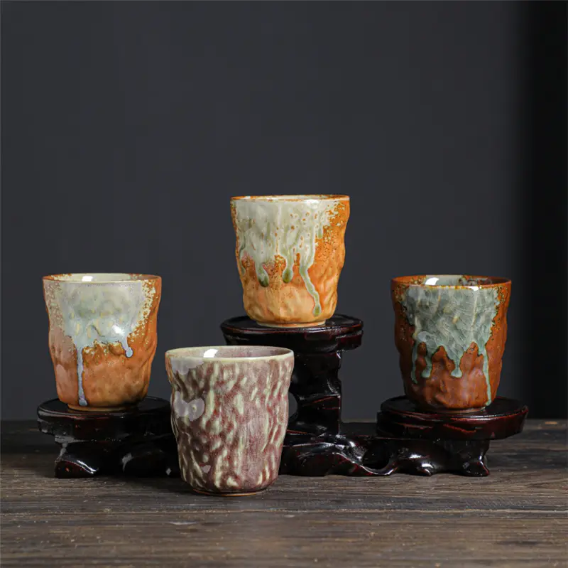 Wholesale Retro Pottery Tea Bowl Kung Fu Tea Cup Ceramic Water Coffee Single Cup