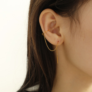 <b>Clip</b>-on Earrings Gold Long Tassel U-shaped Geometric Design For Women Party Jewelry - Product Image 4