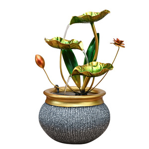 Fontaine d'eau en fer forgé avec anneau lumineux, humidificateur Feng Shui de table, diffuseur d'aromathérapie, cadeau pour le salon - Product Image 5