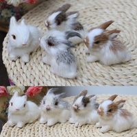 Mini réaliste mignon en peluche lapin jouets Animal en plastique réaliste lapin de pâques Figurine fourrure lapin Statue