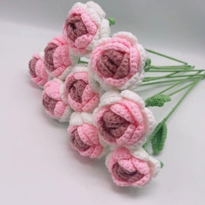 Flores de Rosa de Ganchillo, Simulación de Rosas, <span class=keywords><strong>Regalo</strong></span> <span class=keywords><strong>para</strong></span> Novia, Decoración <span class=keywords><strong>para</strong></span> el Hogar, Boda, Manualidades, Ramo de Rosas Tejidas a Mano - Product Image 2