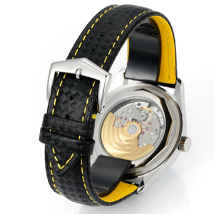 Montre de luxe populaire pour homme, automatique, style sport et habillé, cadran avec accents jaunes, chiffres lumineux, boîtier en acier inoxydable - Product Image 5
