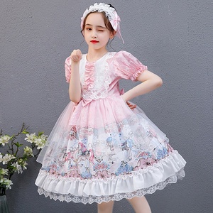 Vestiti di moda per feste manica a sbuffo in pizzo abito da <span class=keywords><strong>cameriera</strong></span> principessa Lolita a strati per bambine e bambine - Product Image 4