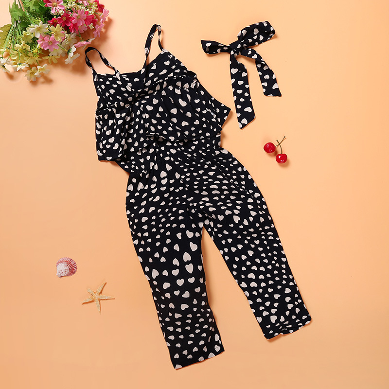 European American Kids Tales Children's Clothing Jumpsuit Polka Dot Two-Piece Romper Girls' Strap Sizes 2T 3T Wholesale