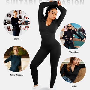 Vente en gros de nouvelles combinaisons une pièce à manches longues pour femmes sans couture barboteuses Shapers <span class=keywords><strong>combinaison</strong></span> caractéristique respirante - Product Image 4