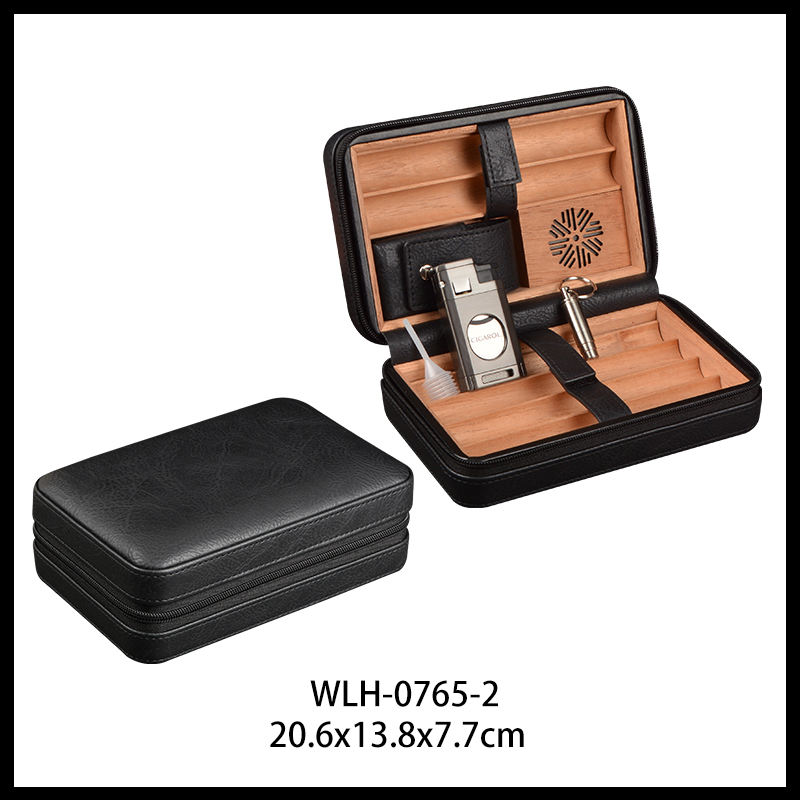 สีน้ำตาล-humidor de viaje PU