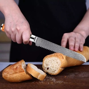 Couteau de chef de cuisine Damas personnalisé de 8 pouces, <span class=keywords><strong>67</strong></span> couches, hachoir à viande, ambidextre, durable, multi-usages, manche en résine - Product Image 6