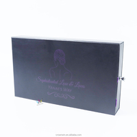 Boîte de rangement avec tiroir Crown Win au design personnalisé élégant boîte-cadeau à tiroir coulissant carré avec poignée de bijoux en satin violet laminé