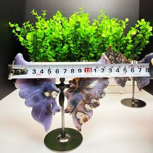 Venta al por Mayor de Mariposas de Ágata Azul Pulida con Flores, Cristales Naturales de Varias Alas para Sanación y Otras Artesanías de Cristal - Product Image 4