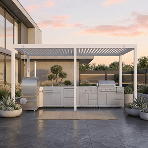Mueble de Cocina Modular Europeo de Acero Inoxidable 304 para Exteriores con Gazebo de Aluminio, Resistente al Moho y de Bajo Mantenimiento para Jardín de Villa - Product Image 2