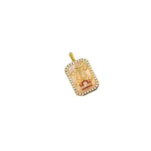 HD485 Venta Caliente Colgantes de Latón Esmaltado con Signos del Zodíaco de 12 Meses, Dijes Cuadrados Vintage con Incrustaciones de Circonita Cúbica para Collares al por Mayor - Product Image 4