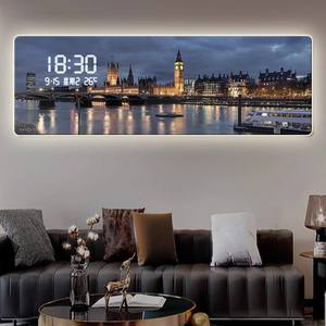 Orologio da Parete Digitale con Stampa Paesaggio Urbano Notturno, Display Elettronico, Arte Murale in Acrilico per Soggiorno e Camera da Letto - Product Image 3