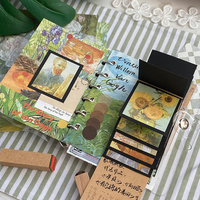 Set de 155 Piezas de Papelería Vintage A6, Cuaderno Cuadriculado, Cintas Adhesivas Washi, Notas Adhesivas, Tarjetas, Scrapbook, Caja de Regalo, Bloc de Notas con Pinturas al Óleo de Van Gogh
