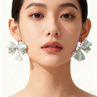 Anting-anting wanita berumbai bunga berlapis perak elektroplating vintage bohemian mewah grosir untuk pernikahan/ulang tahun