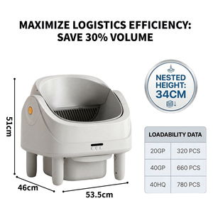Caixa de Areia Inteligente para Gatos <span class=keywords><strong>70L</strong></span> Grande Quadrada com Abertura Superior Automática, Ecológica, com Sensores de Segurança e Controle de Odores - Product Image 6
