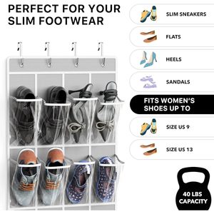 Simple Houseware 24 Pockets Crystal Clear Over The Door <b>Shoe</b> Organizer Gray 64 X 19 Inches Hanging Storage For <b>Shoes</b> Behind - Product Image 4