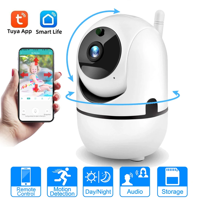TUYA Smart Life 1080P Home CCTV Security Camera IR Night Vision PTZ CMOS Alarm 2.4G 5G WiFi Mobile App Control Cloud 1 Year