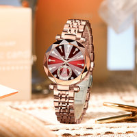 BINBOND B188 jam tangan wanita, arloji desain mewah asli Quartz wanita elegan modis kasual tahan air 188