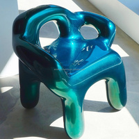Fauteuil nordique créatif en FRP, chaise d'art de luxe léger pour villa, design ajouré, siège de loisirs confortable