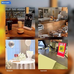 Mùa Xuân Dấu Hiệu Rõ Ràng Khe Cắm Đôi Thiết Kế Cho T/L Hiển Thị Bảng Lều A4 A5 Thực Phẩm Menu Bánh T/L Khung Vàng Bằng Gỗ Acrylic Dấu Hiệu Chủ - Product Image 5