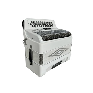 JB3412C strumento musicale a fisarmonica 34 pulsanti 12 bassi 3 registri bianco brillante con tasti Grill argento conformazione diatonica - Product Image 4