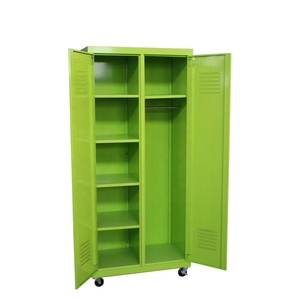 Muebles Juveniles de Acero, Armario Metálico Verde de 2 Puertas con Ruedas - Product Image 2