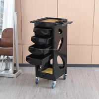 Chariot de salon de coiffure mobile avec support pour sèche-cheveux et plateaux de coloration