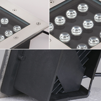 Lampe de sol carrée haut de gamme pour extérieur, étanche IP66, en aluminium moulé sous pression, verre trempé, LED intégrée, éclairage à changement automatique, double